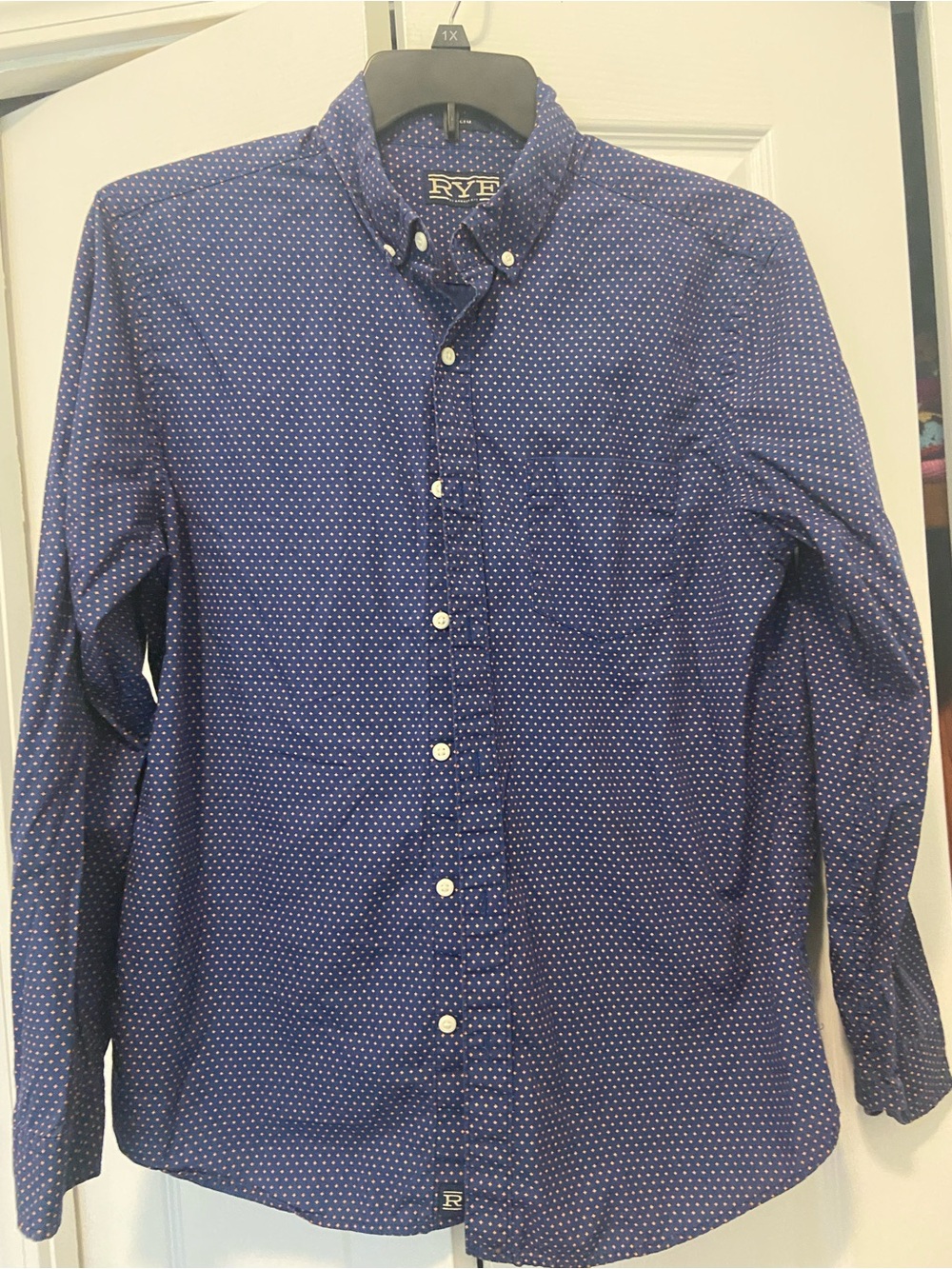 RYE Men's Navy Microdot Button-Down Shirt